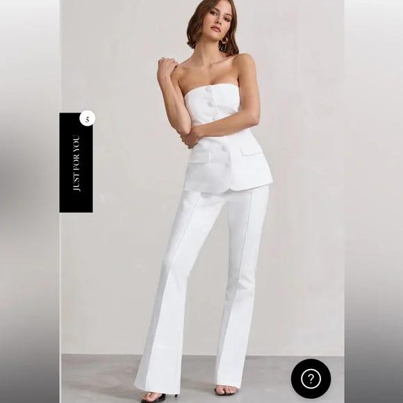 NEW Club L London Matching set - white strapless tailored top and trousers - Picture 6 of 7